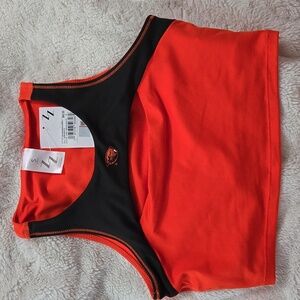 Beavers Orange and Black Sports Crop Top Size Small PTP 14"